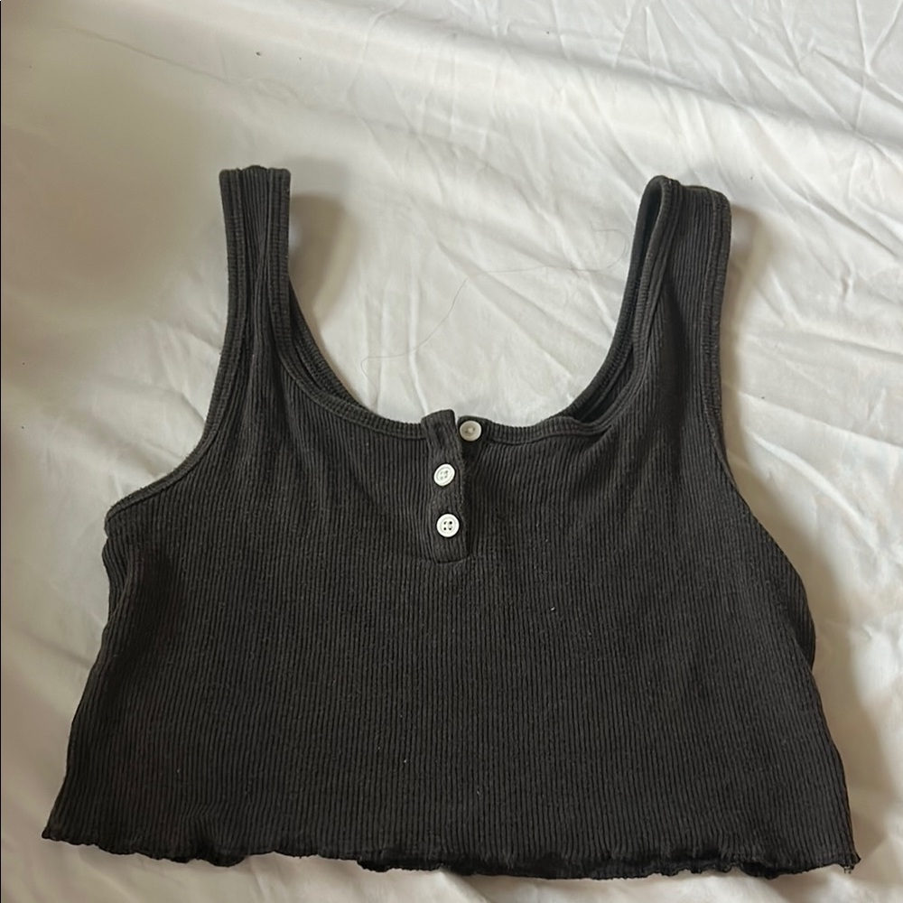 Black Ribbed Tank Top